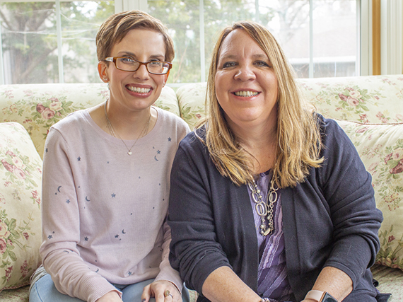 Rachel in her home with Supported Community Living Specialist Jen