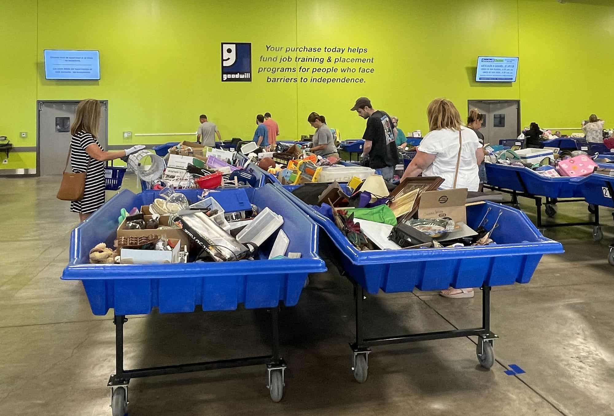 Shoppers at the Goodwill Outlet Store in Cedar Rapids, Iowa.