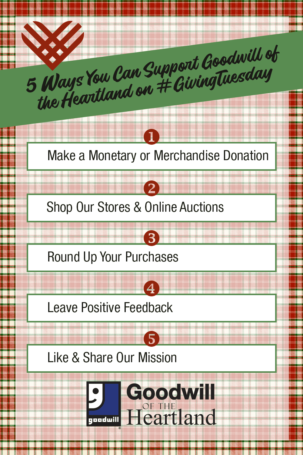 5 Ways you can support Goodwill on #GivingTuesday graphic