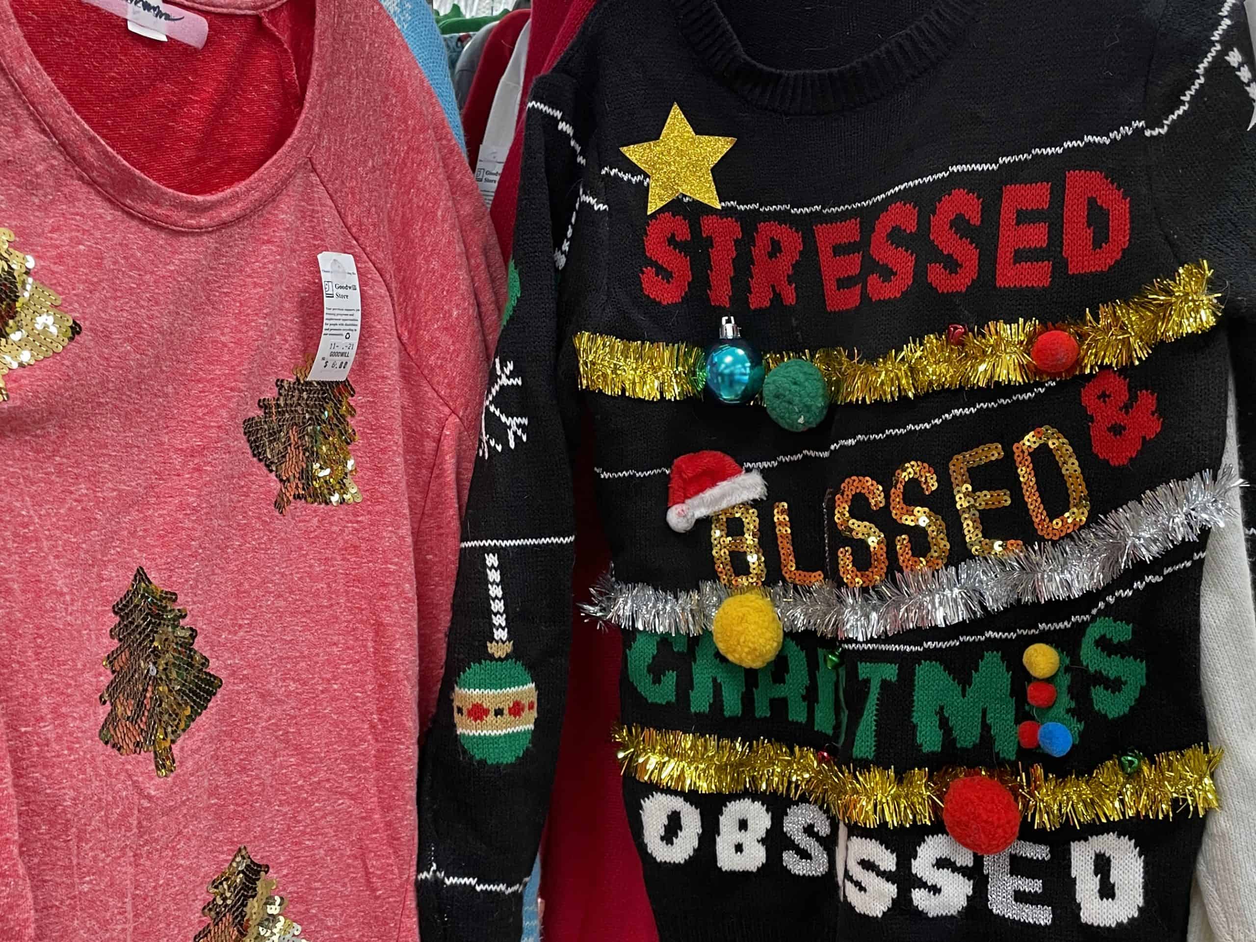sweater stressed – CREast ugly sweaters Goodwill gifts