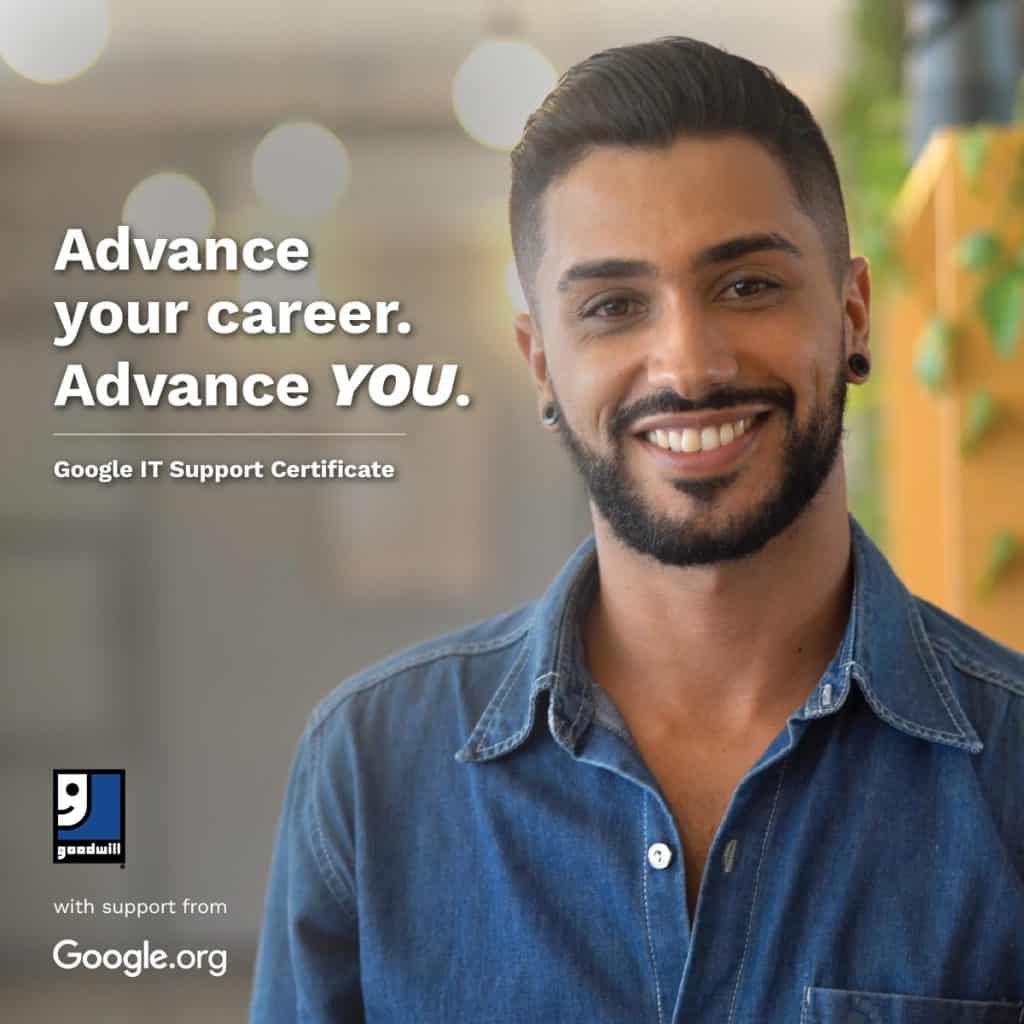 Google.org and Goodwill IT Support Professional training graphic