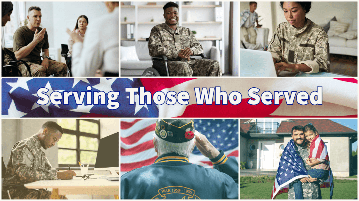 Images of veterans and their families. Goodwill of the Heartland serves those who served.