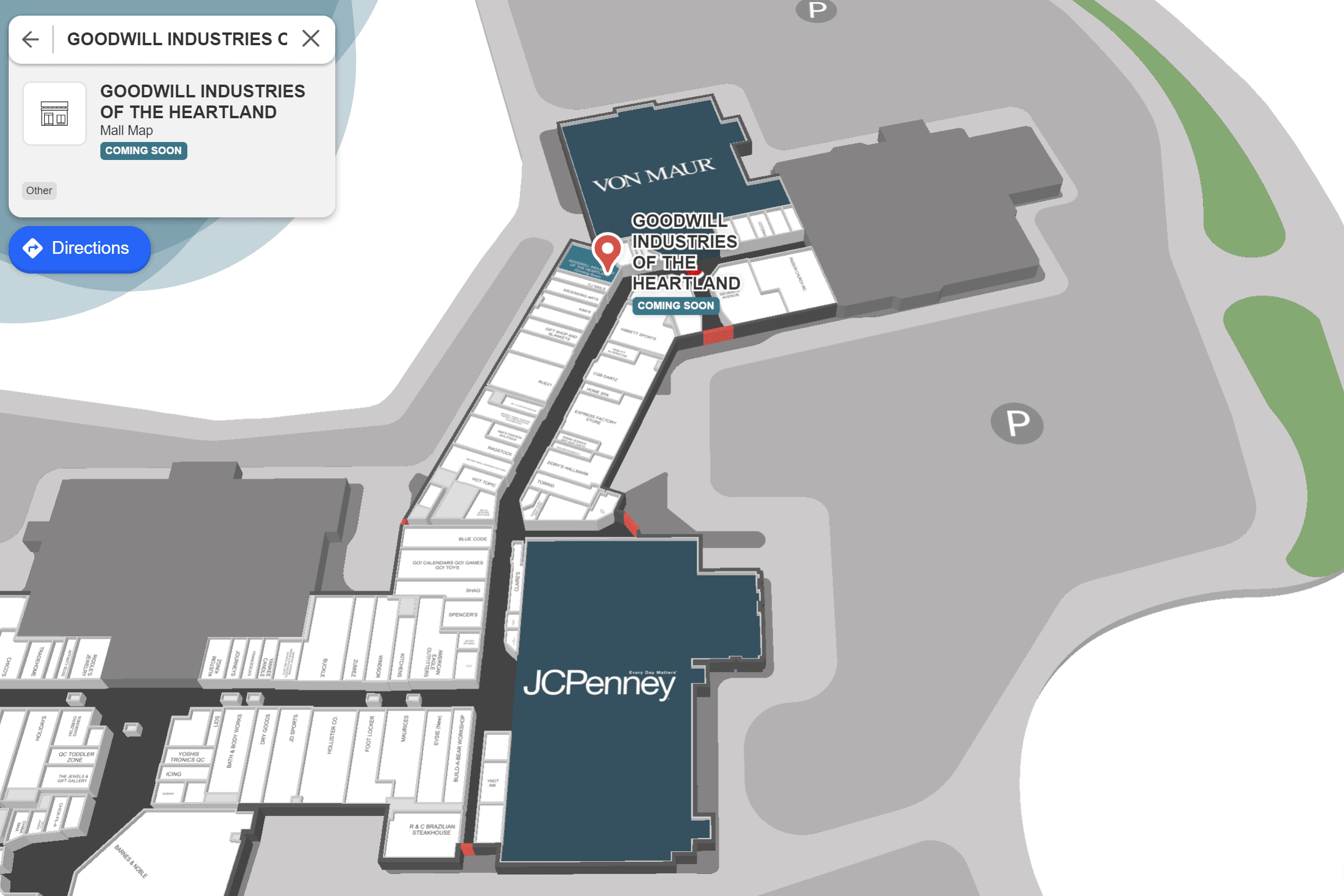 Click to visit the interactive map and find the new location of Goodwill offices on the NorthPark Mall website. 