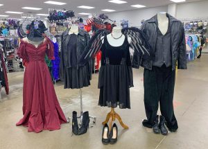 A grouping of costumes on display at Halloween Headquarters within the Davenport Goodwill Store. 
