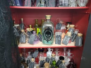 Spooky witches' cabinet at the Burlington Goodwill Store.