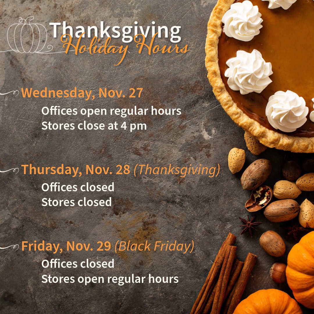 Thanksgiving 2024 Hours Thanksgiving Holiday Hours for Goodwill of the Heartland. Stores close early the day before Thanksgiving and remain closed for Thanksgiving Day. Offices and eCommerce are closed for Thanksgiving and Black Friday.
