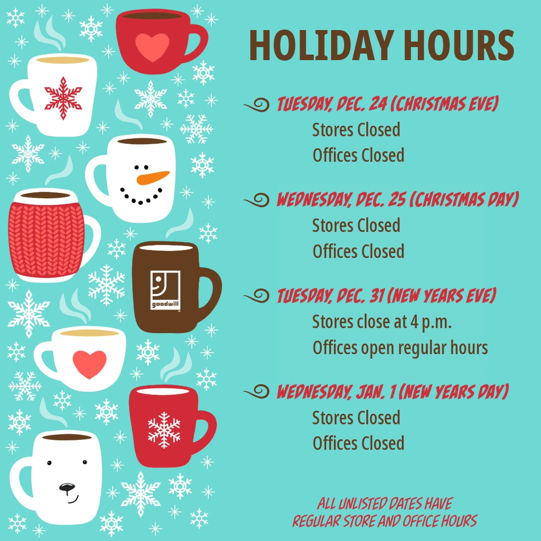 Holiday Hours 24 Goodwill Holiday Hours Schedule for December 2024 and January 2025