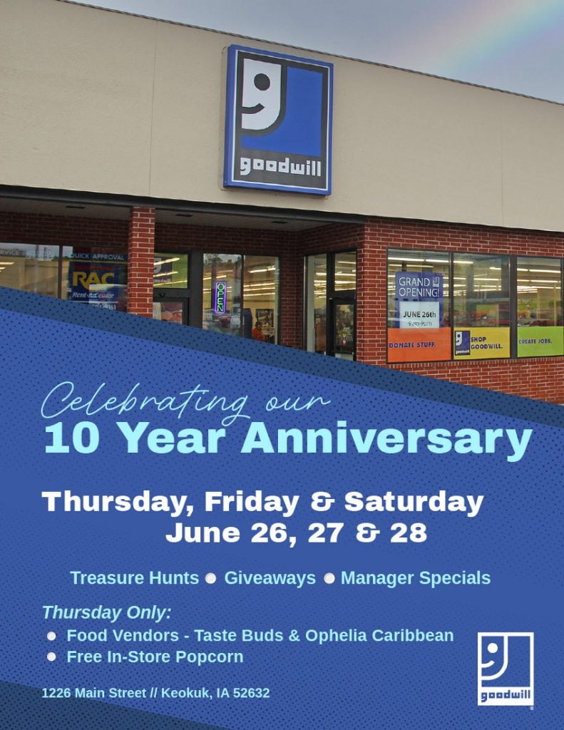 Keokuk Goodwill Store Anniversary Flier